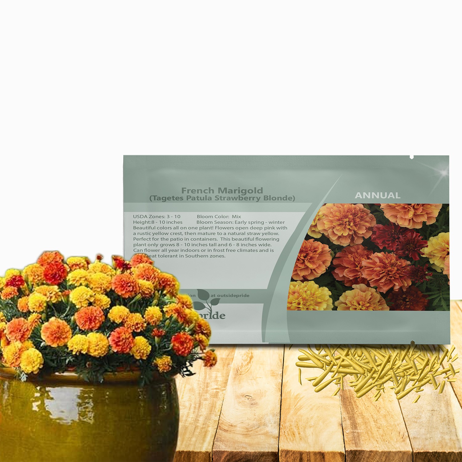 100 Seeds French Marigold Flower Seeds – Tagetes Patula Strawberry Blonde
