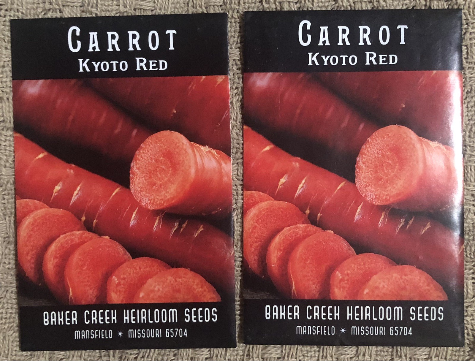 Lot Of 2 Baker Creek Kyoto Red Carrot Seeds 2023