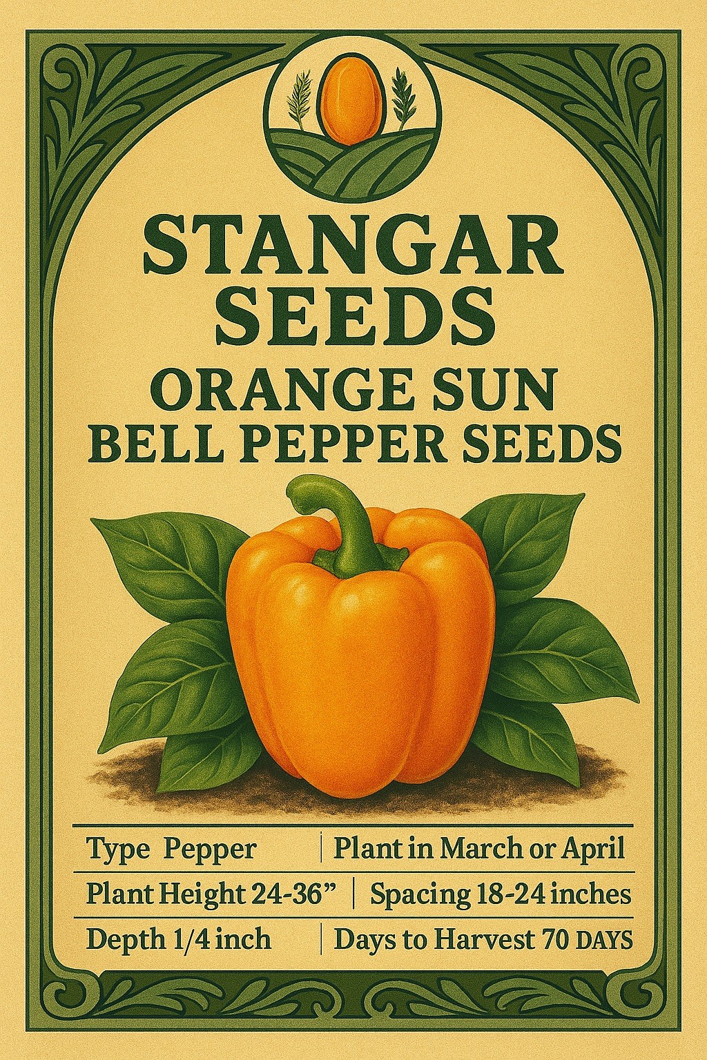 Orange Sun Bell Pepper Seeds | Heirloom Green Cal Wonder King Peppers Seed 2026
