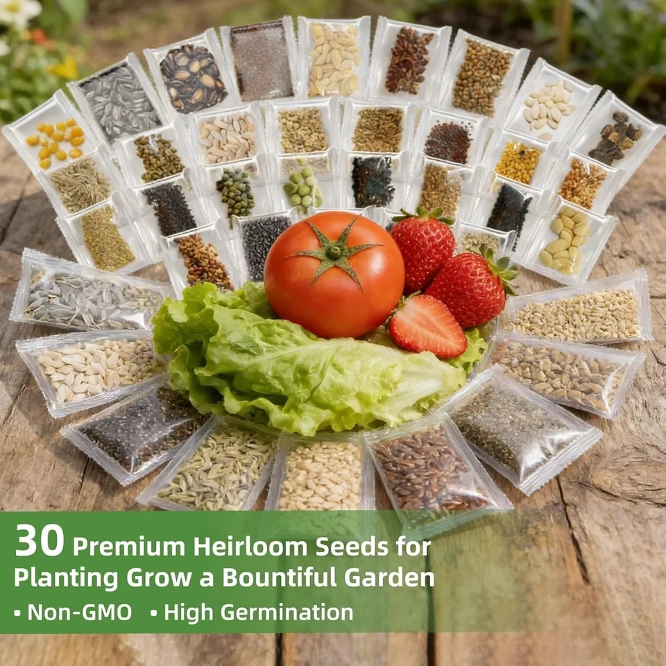 【Seed Vault】 Heirloom Vegetable Seeds Planting Kit – 15,000+ Non-GMO Seeds for H