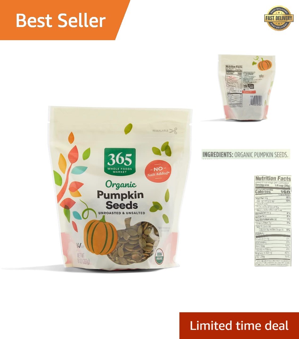 Organic Pumpkin Seeds 8 oz – Unroasted, Unsalted, Snack Delight