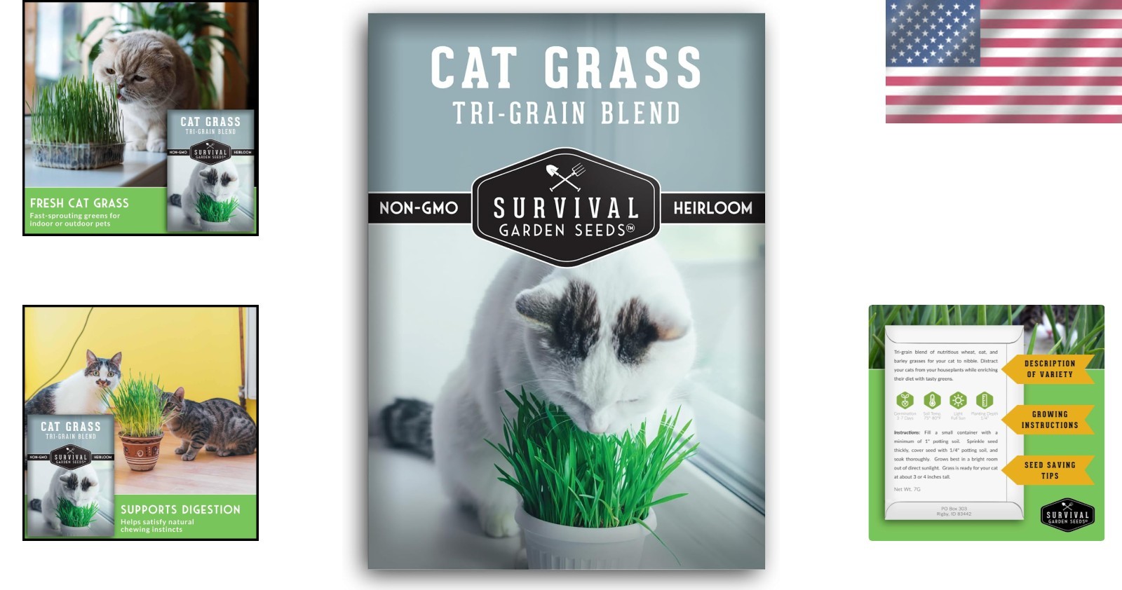 Pet-Friendly Cat Grass Seeds – Heirloom Tri-Grain Blend for -Round Growing