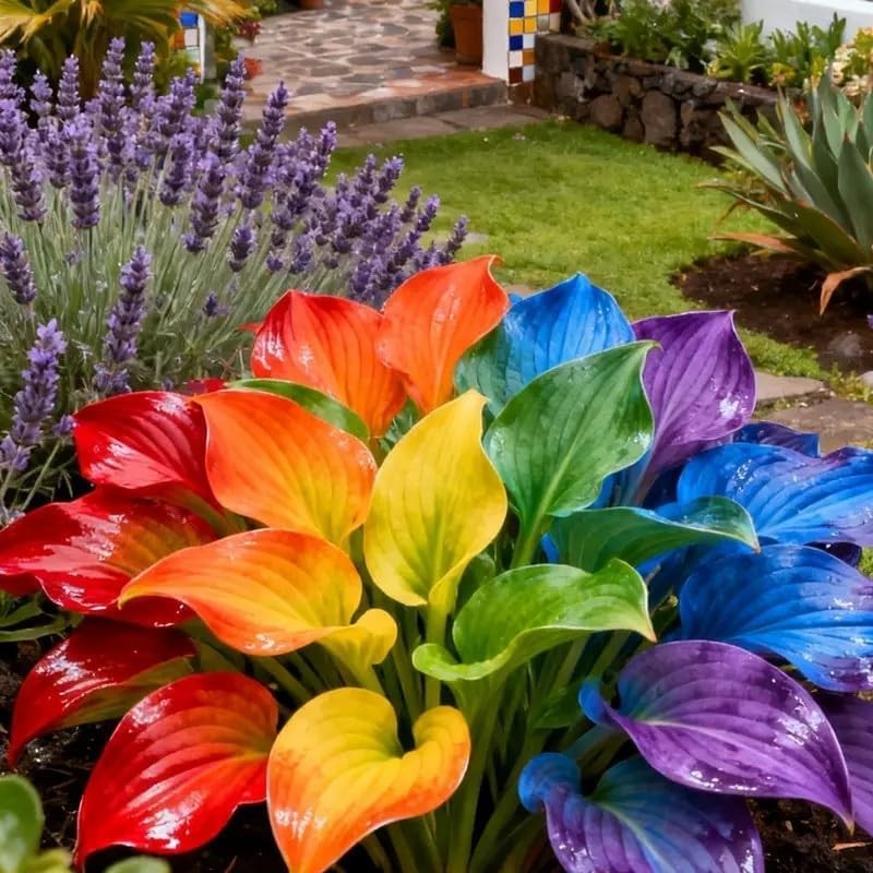 100PCS Rainbow Hosta Seeds – Colorful Perennial Shade Loving Foliage Plant Seeds