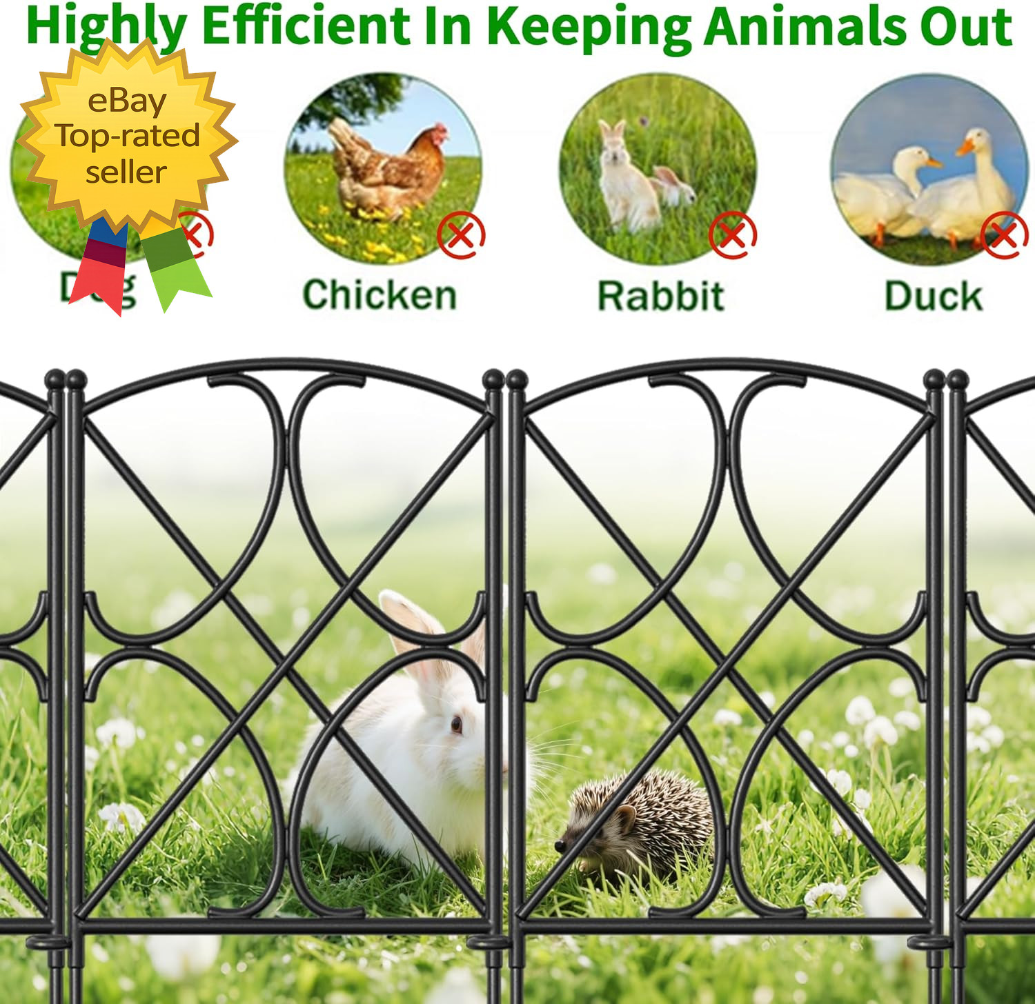 Garden Fence Panels 10 Pack 24×10 Ft Metal Border No Dig Rustproof AnimalBarrier