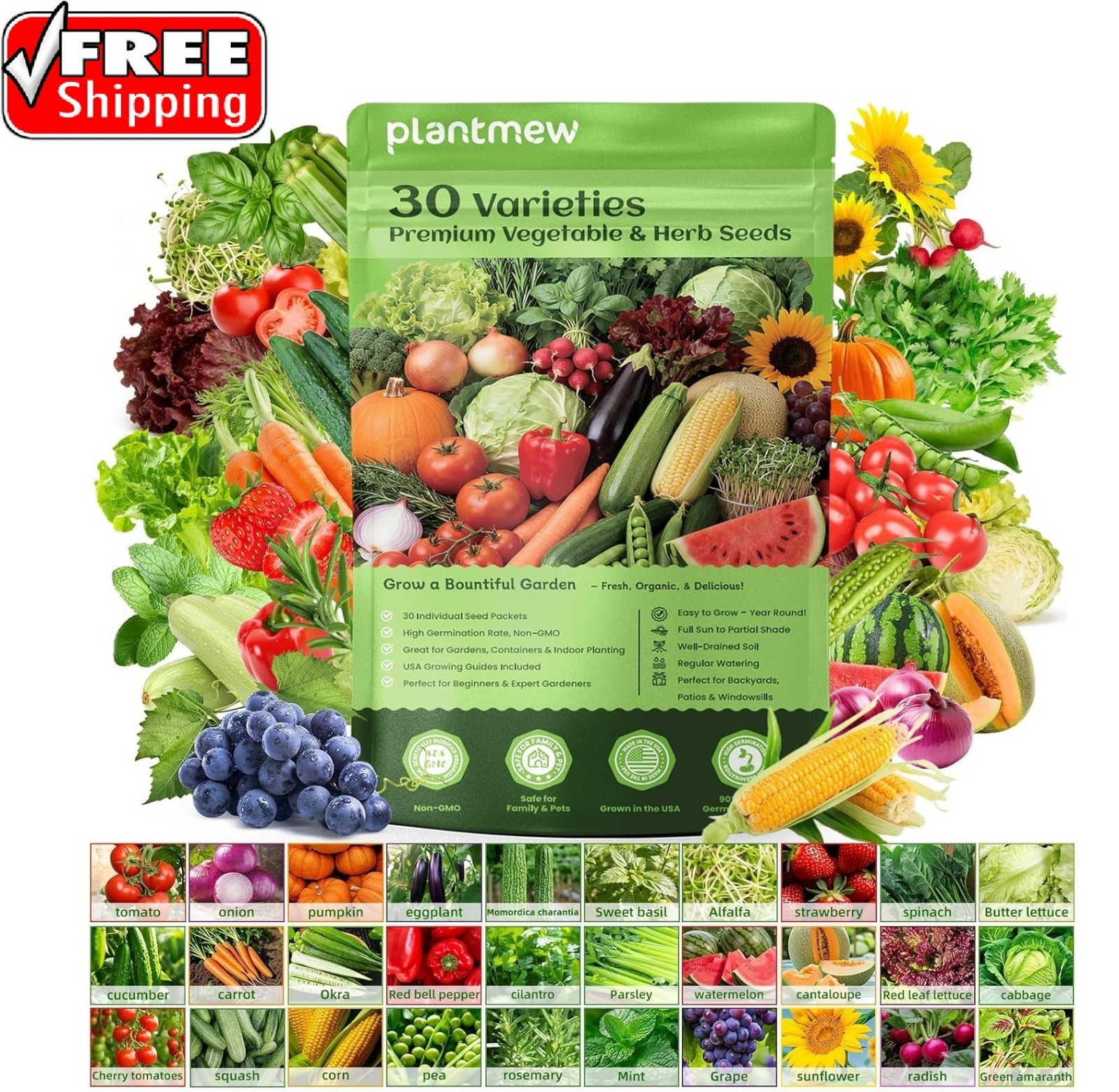 【Seed Vault】 Heirloom Vegetable Seeds Planting Kit – 15,000+ Non-GMO Seeds for H