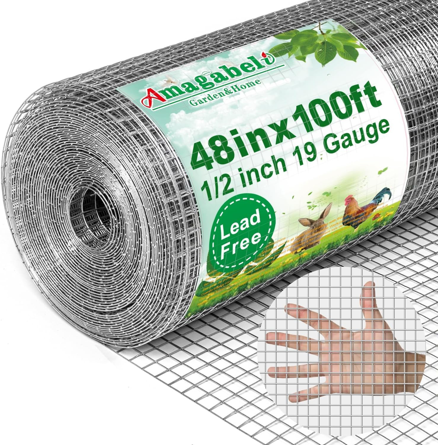 Hardware Cloth 1/2 Inch 48Inch X 100Ft 19 Gauge Chicken Wire Fence Weld Wire Fen