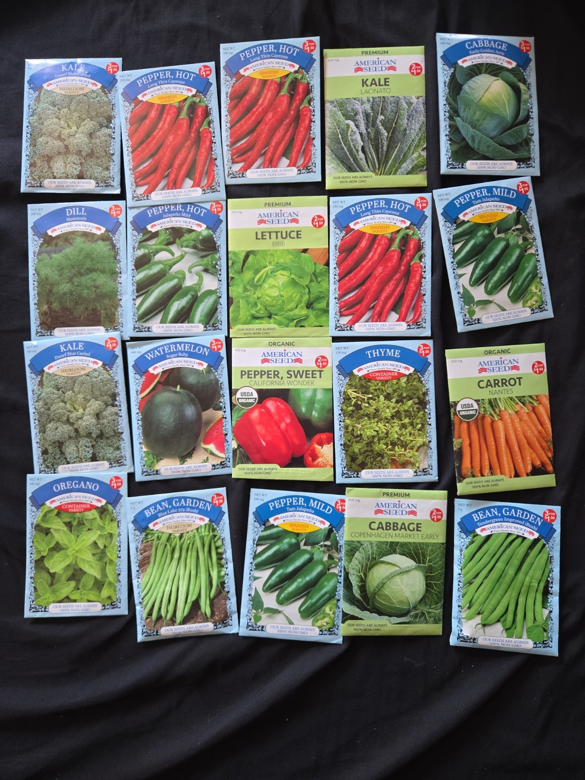 20 Packs Of Organic Vegetable & Fruit Seeds American Seed Packets Lot-1 (M1)
