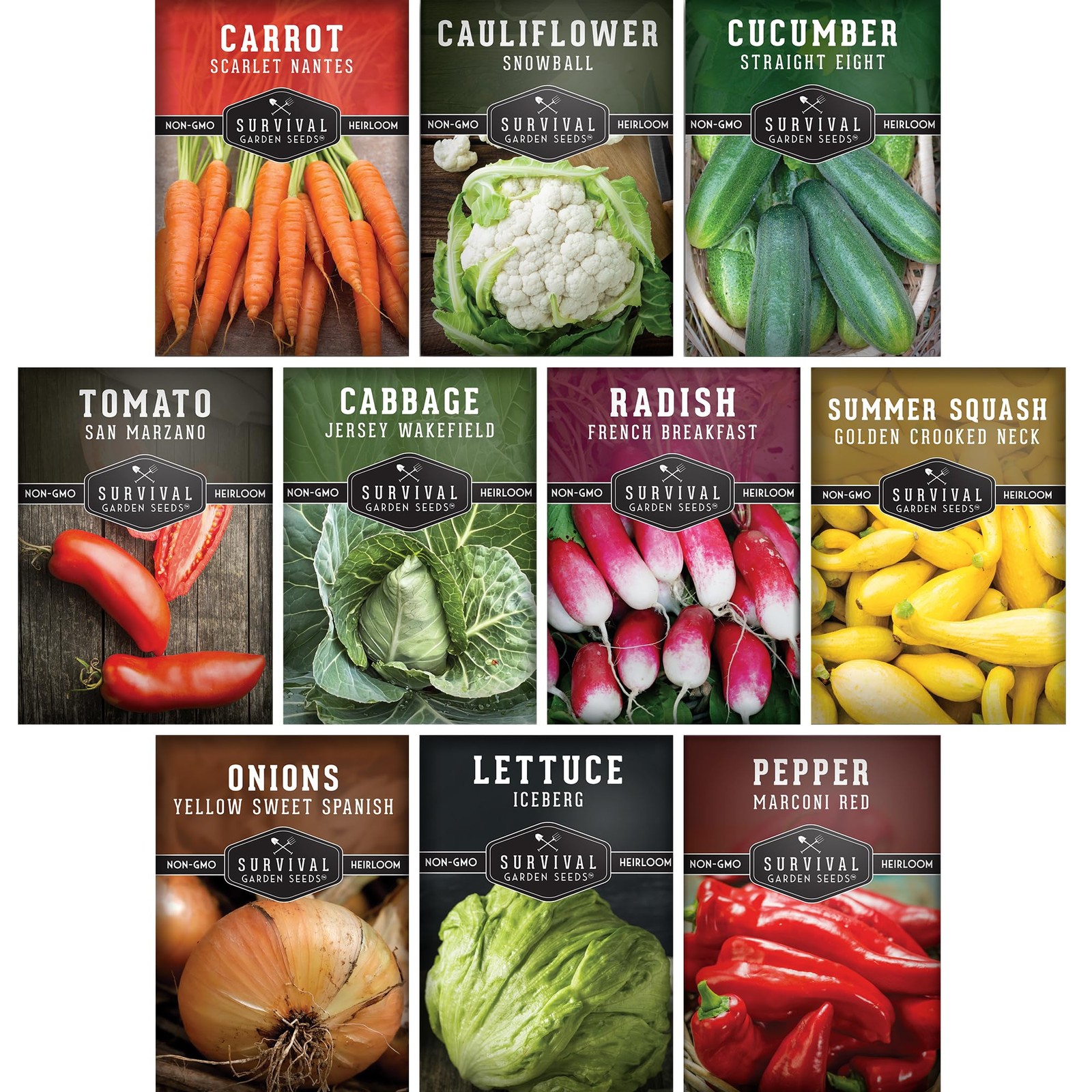 Vegetable Seeds for Planting 10 Variety Pack – Heirloom Garden Seed Packs to …