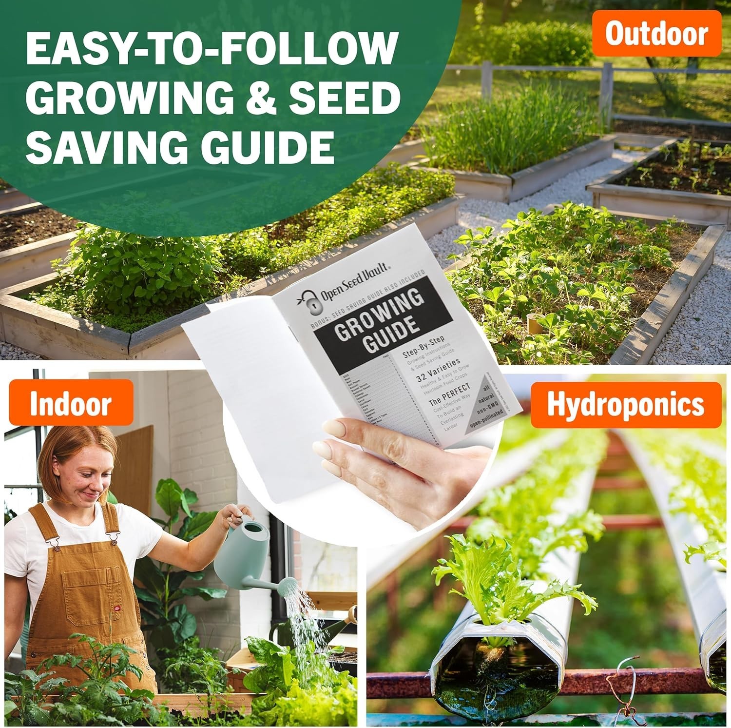 15,000 Heirloom Vegetable and Fruit Seeds Pack for Indoor Outdoor Gardening
