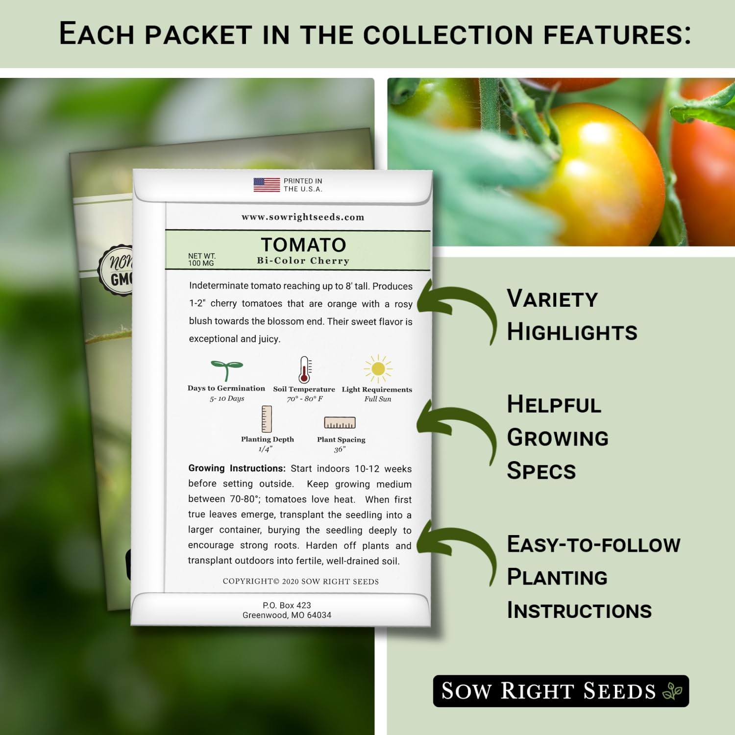 Cherry Tomato Seed Collection for Planting Black, Large Red, White, Orange,…