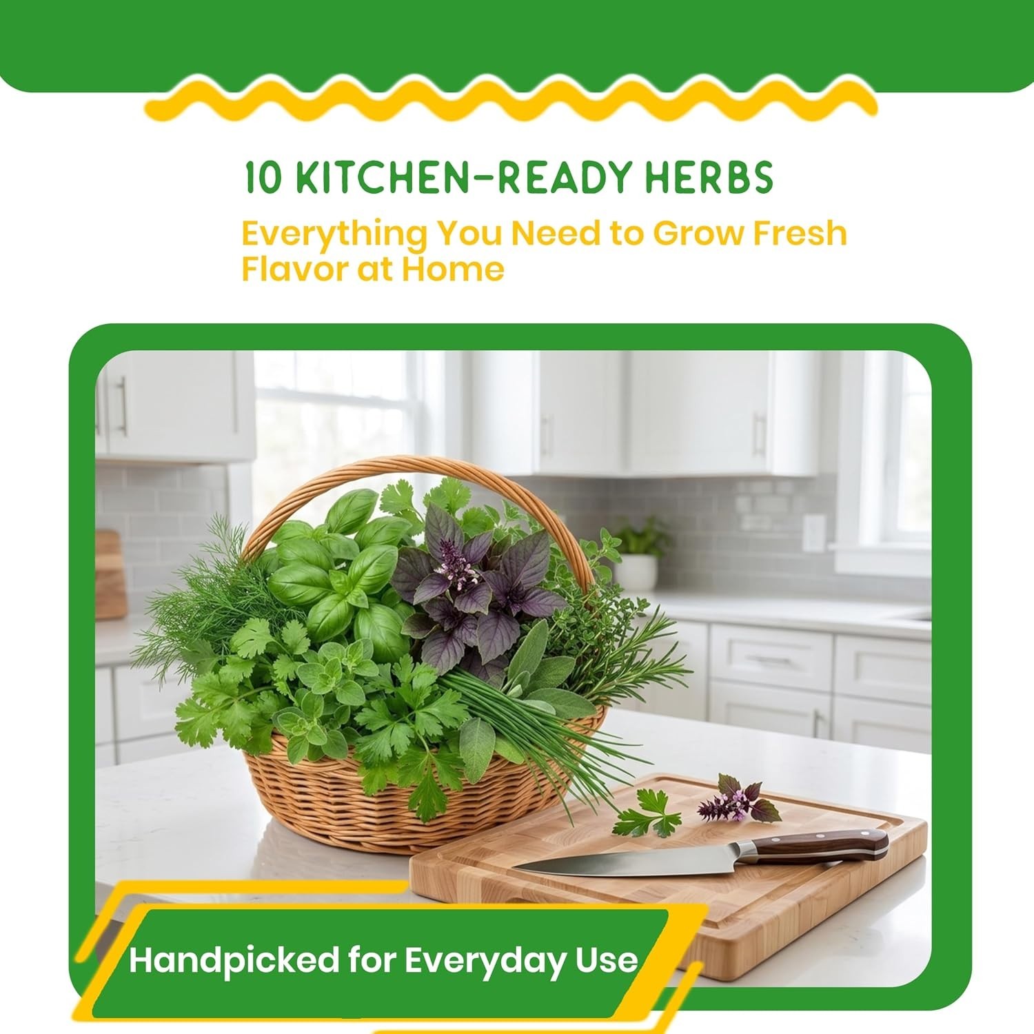 10-Piece Heirloom Herb Seeds Pack: Perfect for -Round Indoor Cooking Delight