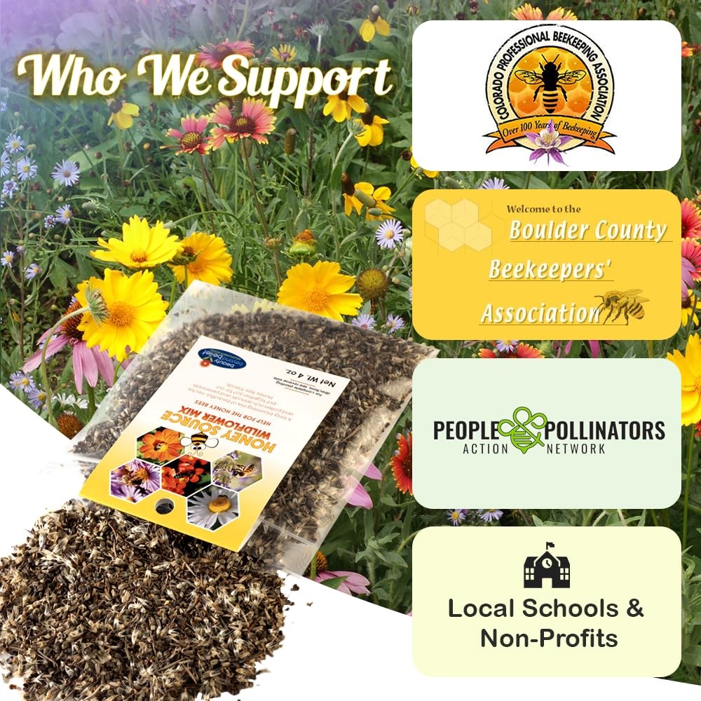 Honey Source Wildflower Seeds Mix for Honey Bees 4oz, Premium Annual and Per…