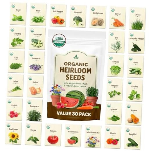100% Heirloom Rescued Seeds, Variety Pack, 30ct of Heirloom Variety 30pk