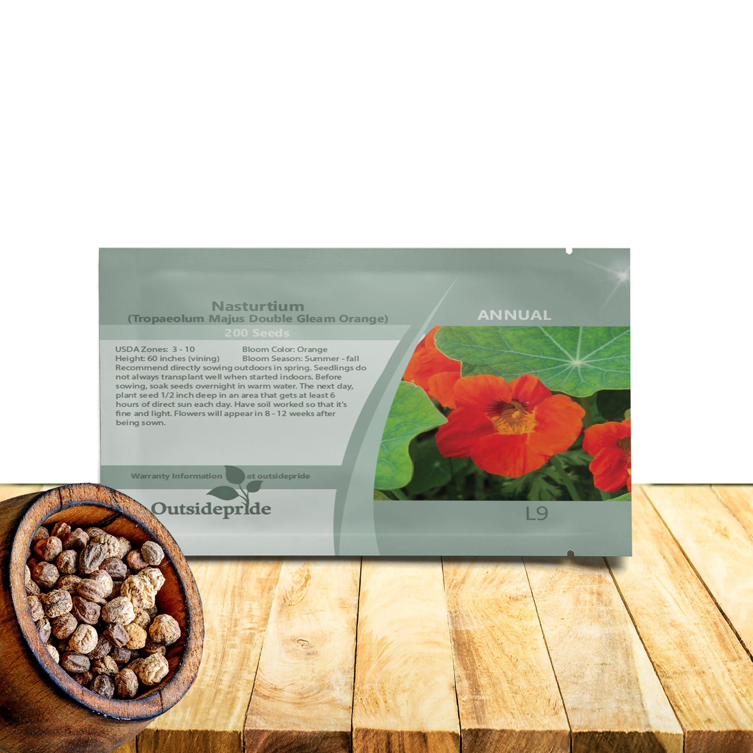 200 Seeds Orange Nasturtium Seeds For Planting – Double Gleam Orange Flower Seed