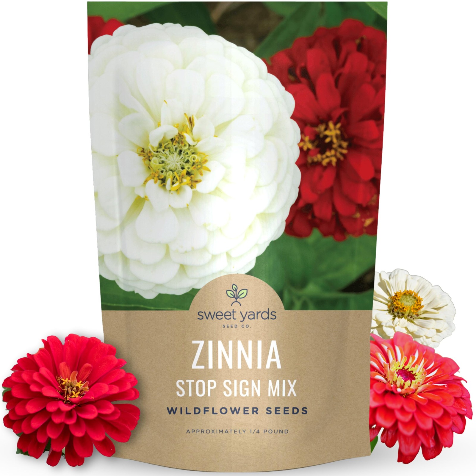Zinnia Stop Sign Mix Bulk 1/4 Pound Pouch 15000 Flower Seeds Zinnia Elegans