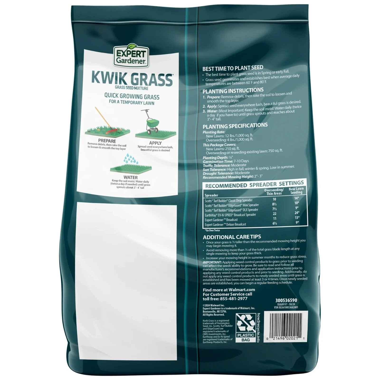 Expert Gardener Kwik Grass Seed Mix, for Sun to Partial Shade, 3 lb.