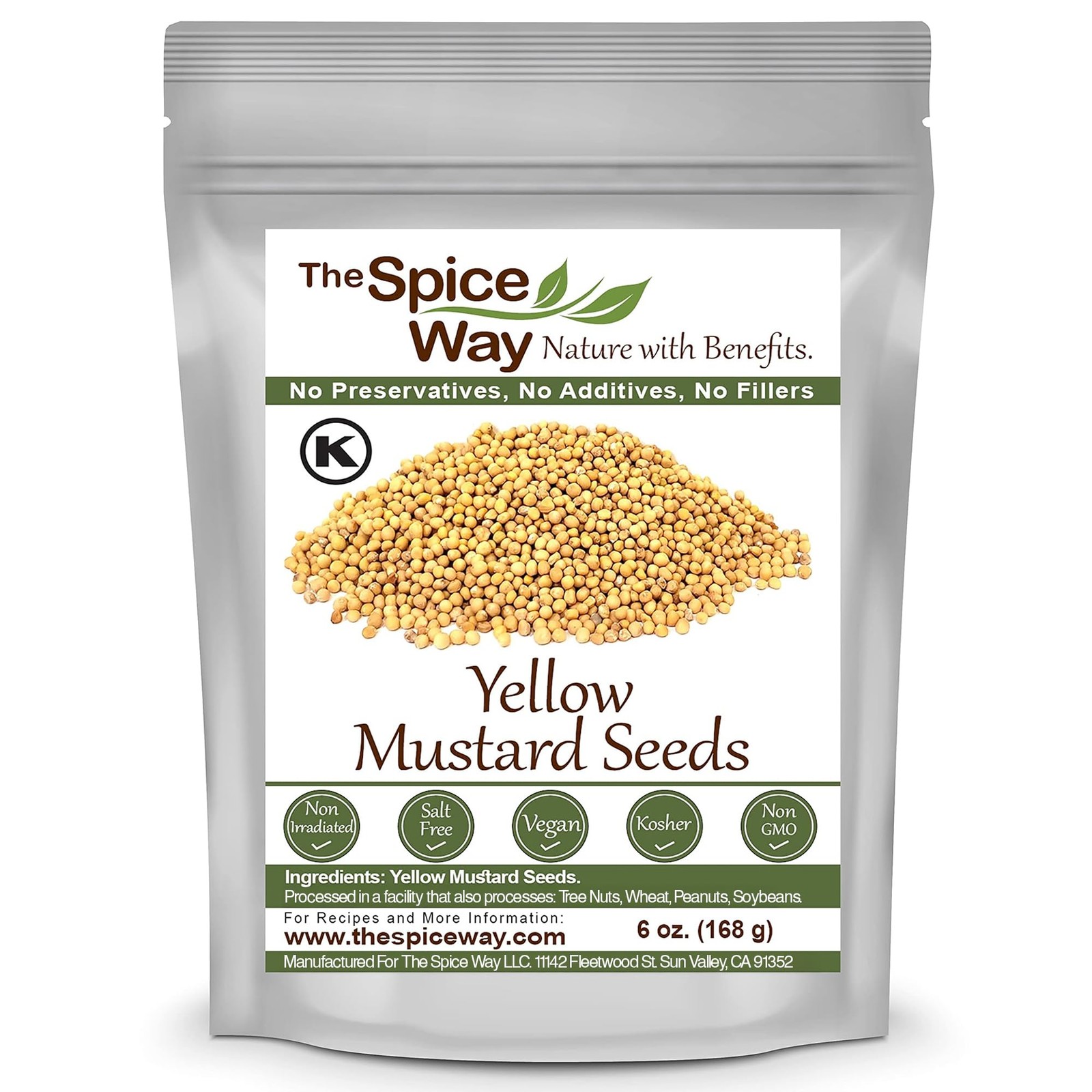 The Spice Way Yellow Mustard Seed – (6oz) whole seeds for 6 Ounce (Pack of 1)