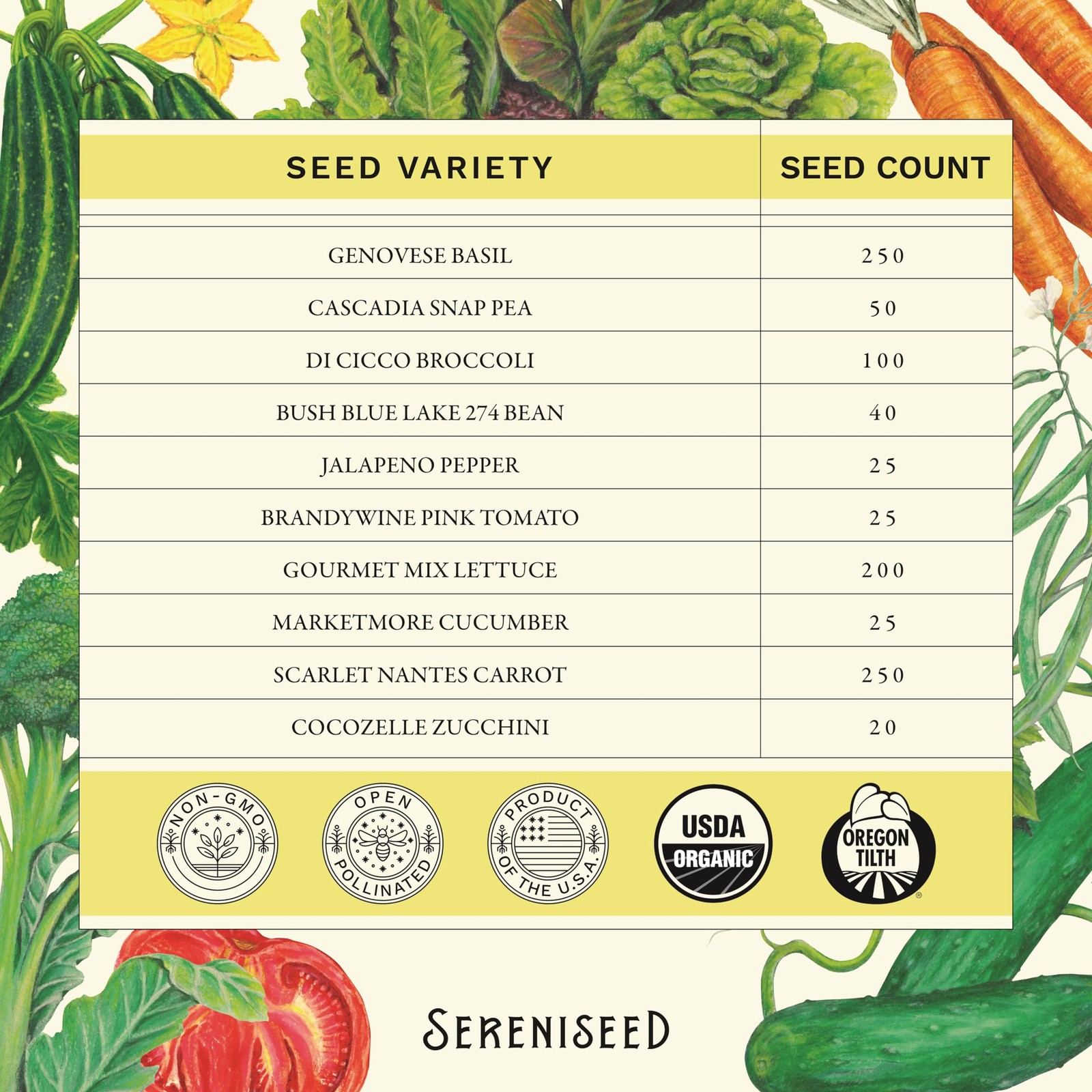 Sereniseed Certified Organic Vegetable Seeds (10-Pack) – Non 10-Pack, brown