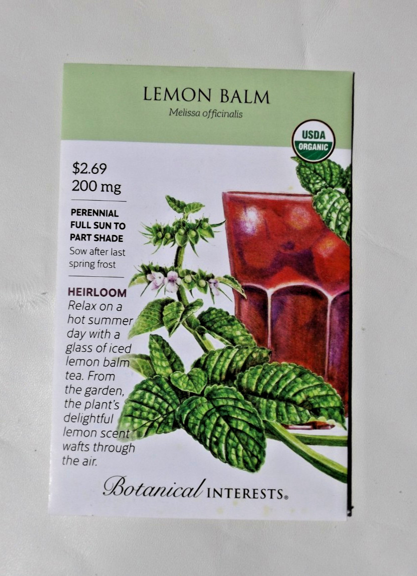 Lot#3 8 packs Botanical Interests seed, Herbs, Dill, Cilantro, Thyme, Lemon balm