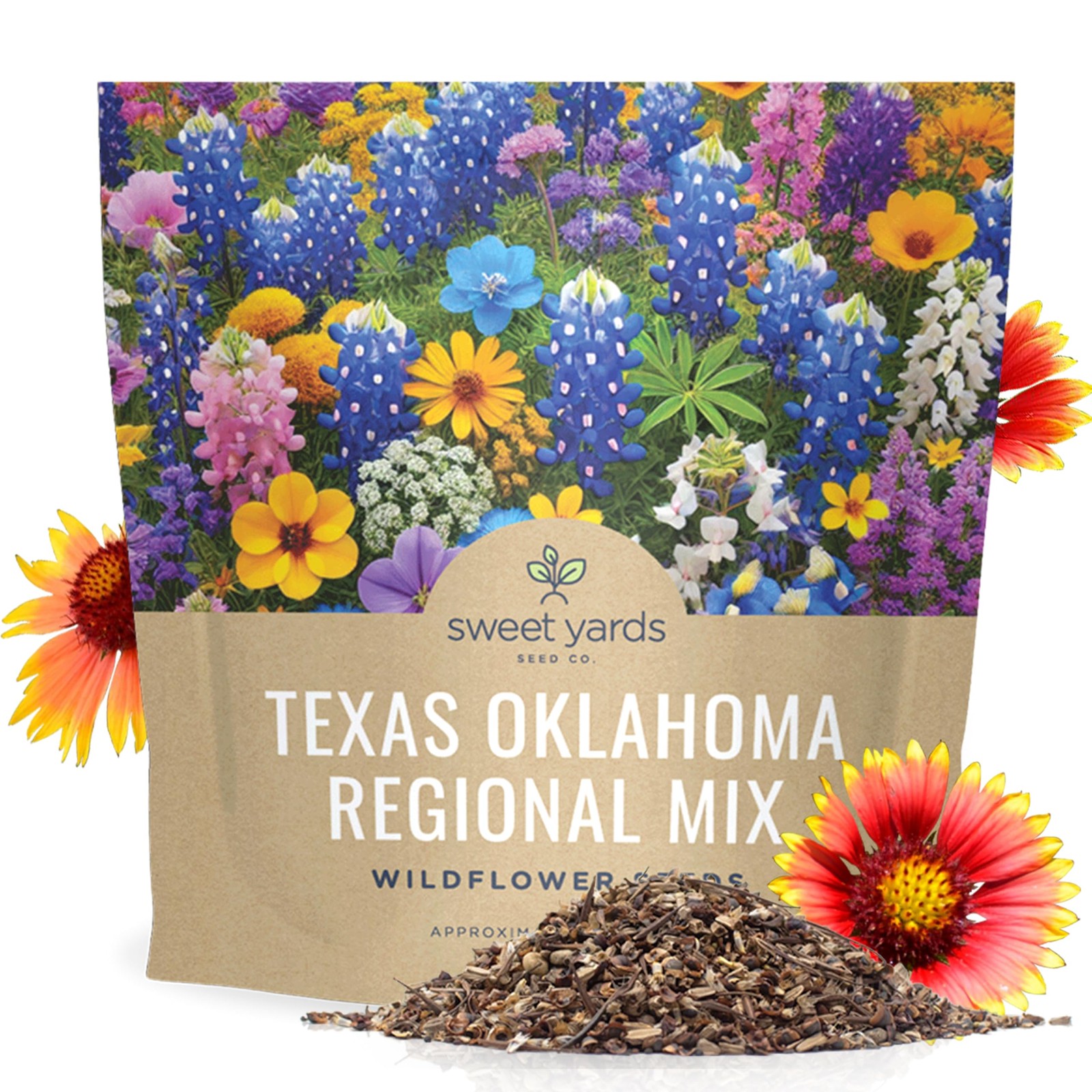 Texas Oklahoma Wildflower Seeds Mixture 1 Ounce (Pack of 1), Multiple Colors