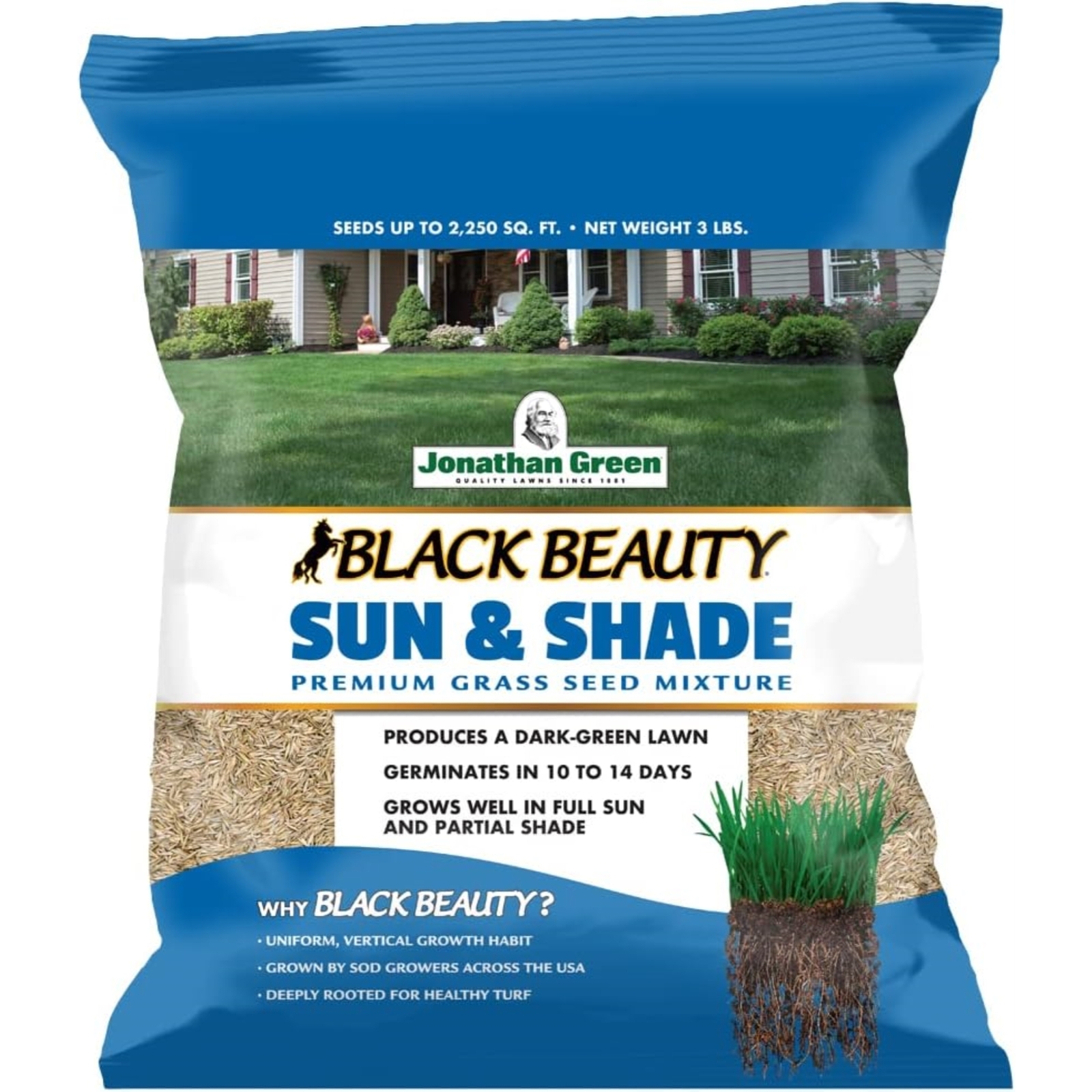 Jonathan Green Black Beauty Sun & Shade Grass Seed Mix, 3lbs