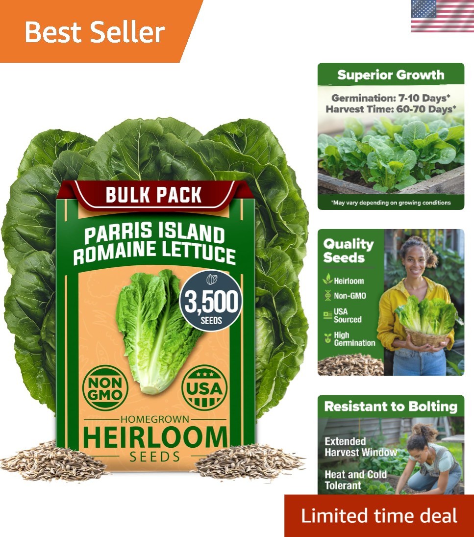 Parris Island Romaine Lettuce Seeds – Heirloom, Non-GMO, High Germination, Cr…