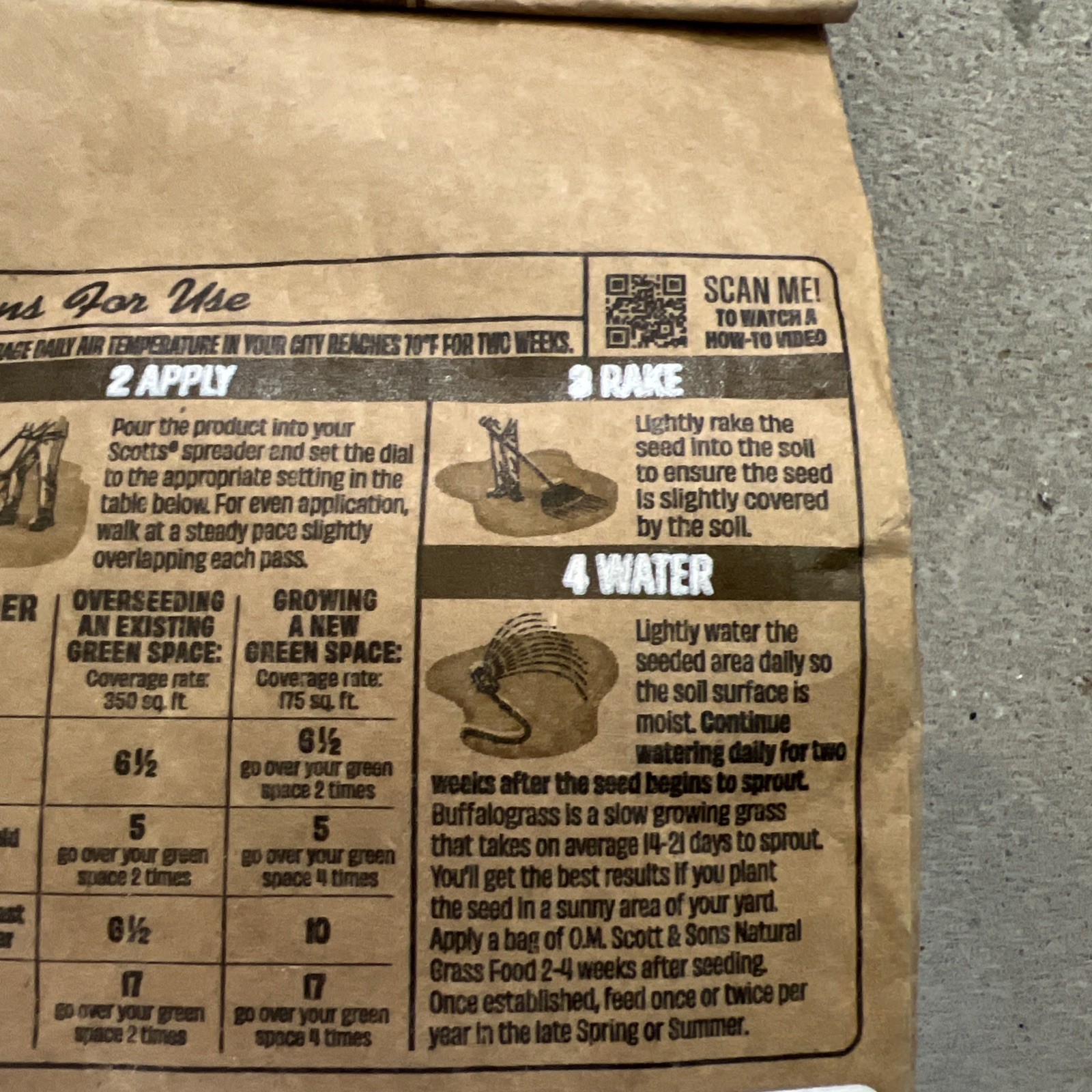 O.M. SCOTT & SONS BUFFALO GRASS SEED 0.7 lb. Bag 350 sq ft. Drought Tolerant