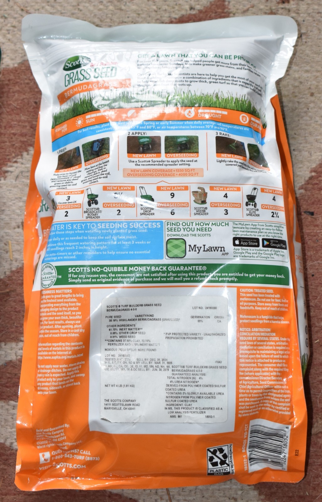 SCOTTS Turf Builder Grass Seed BERMUDA GRASS 4lb