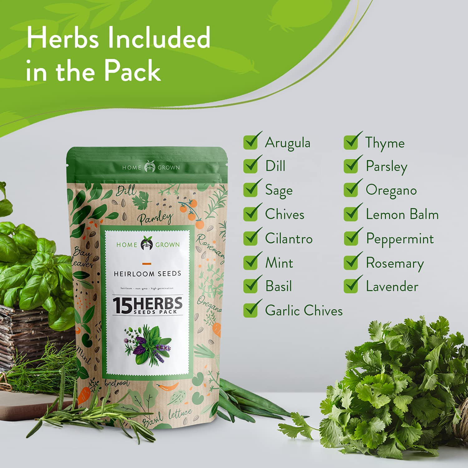 15 Culinary Herb Seed Vault – Heirloom and Non GMO – 4500 Plus Seeds for Plantin