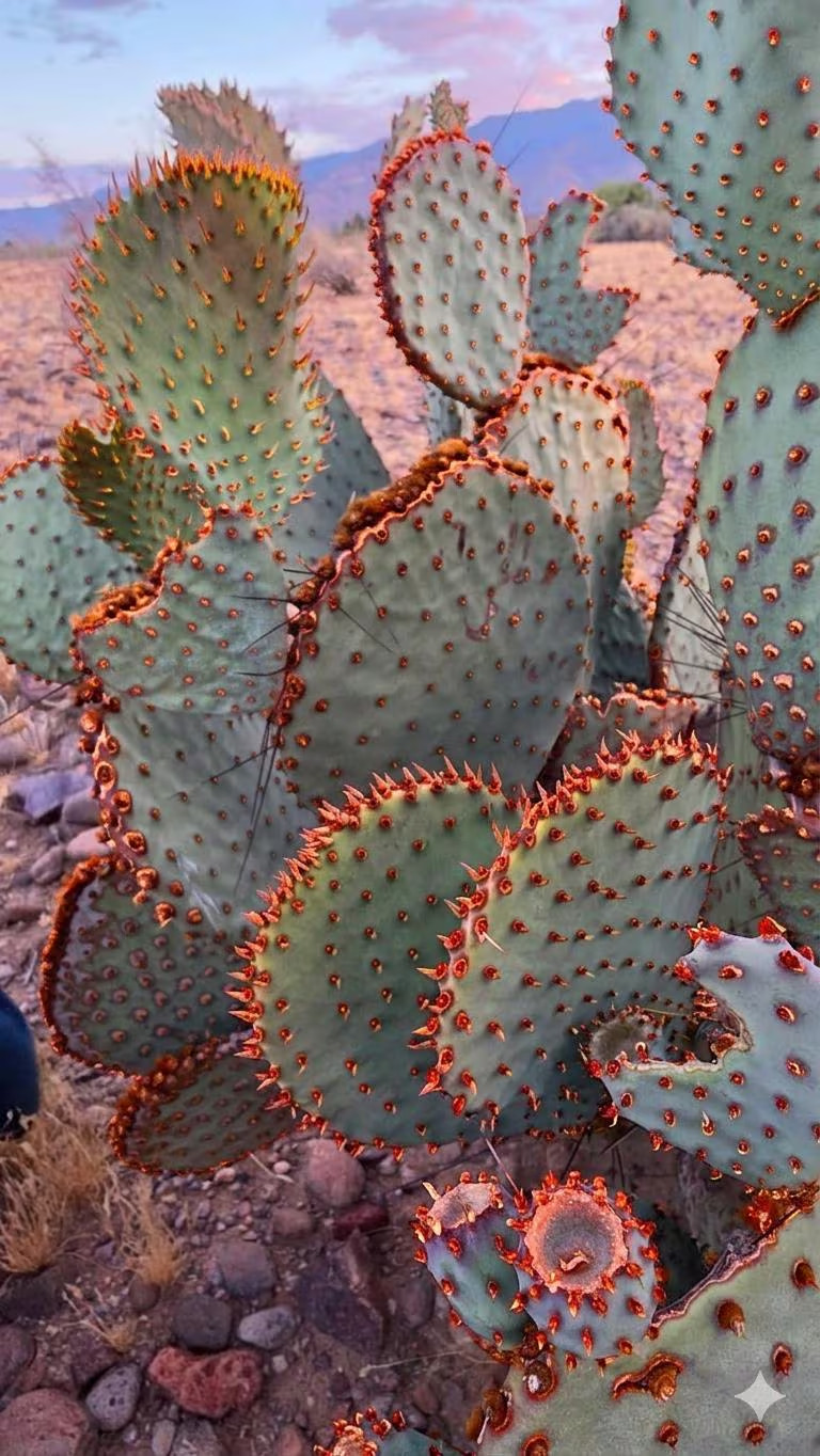 2 Opuntia rufida Cactus: Blind Prickly Pear, Sunset Red-Brown Glochids 3-5″ pad