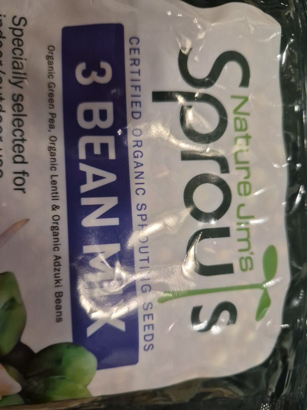 Nature Jim’s Sprouts 3-Bean Seed Mix – Organic Green Peas, Lentils & Adzuki Bean
