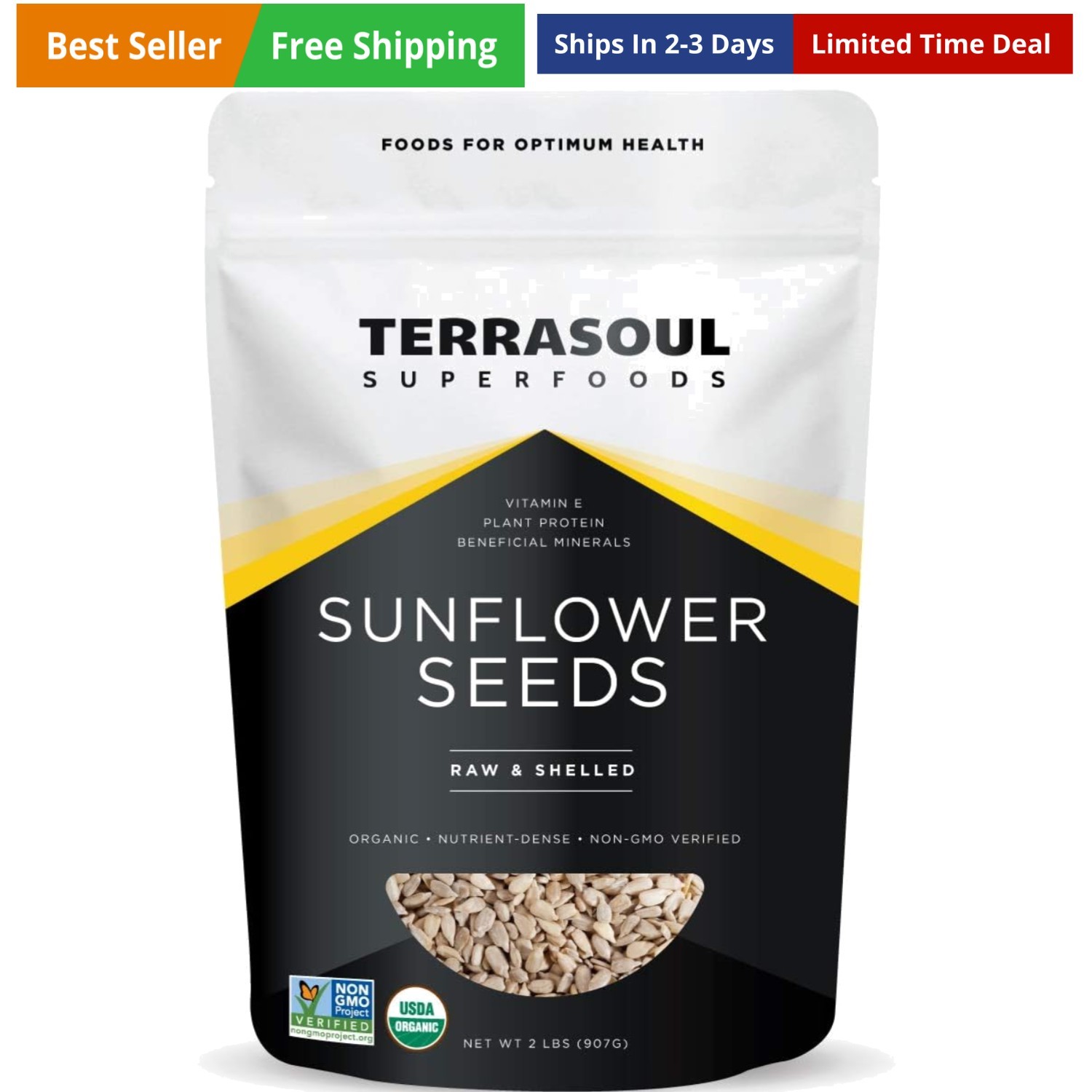 Organic Hulled Sunflower Seeds, 2 Pounds