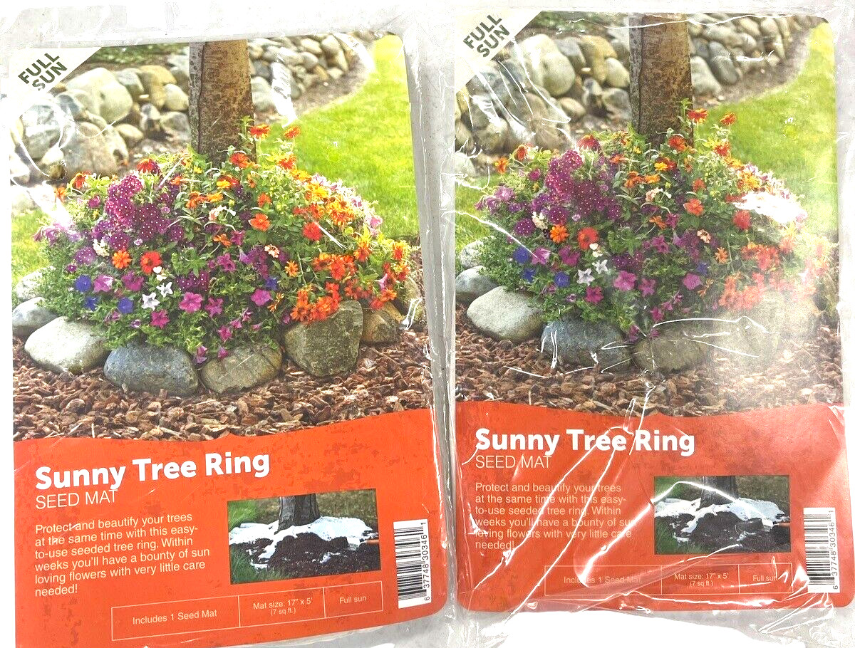 2 Pack Sunny Tree Rings Flower Seed Mats Protect & Beautify Your Trees