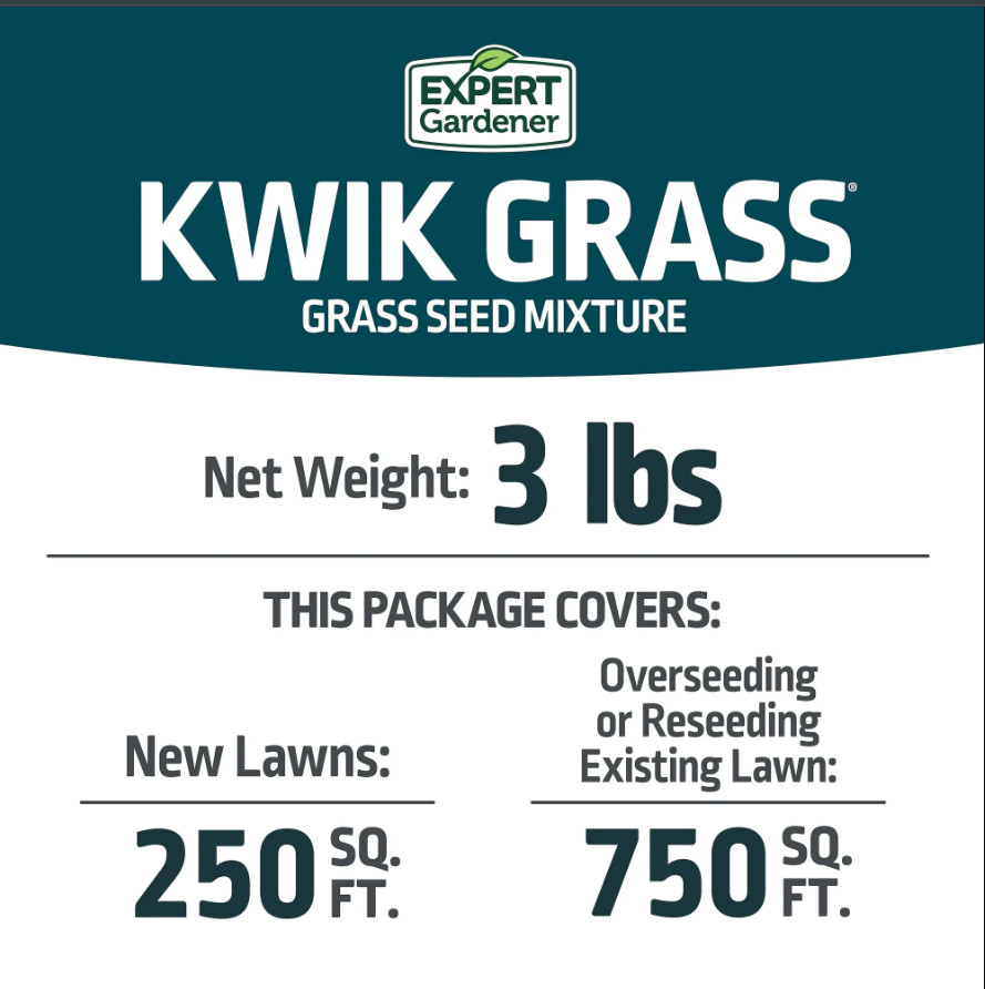 Expert Gardener Kwik Grass Seed Mix, for Sun to Partial Shade, 3 lb, Free Ship