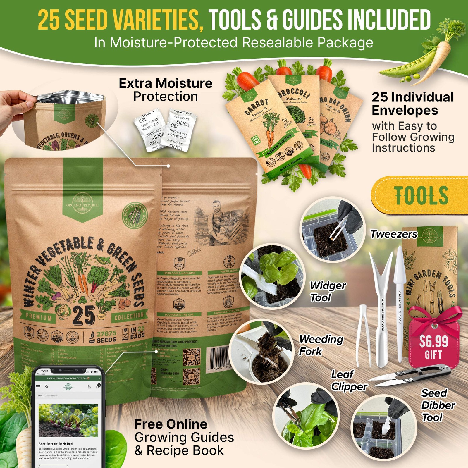 25 Winter Vegetable Seeds Variety Pack