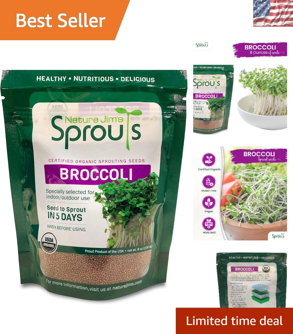 8oz Organic Broccoli Sprouting Seeds for Indoor/Outdoor Use – Nutrient-Packed