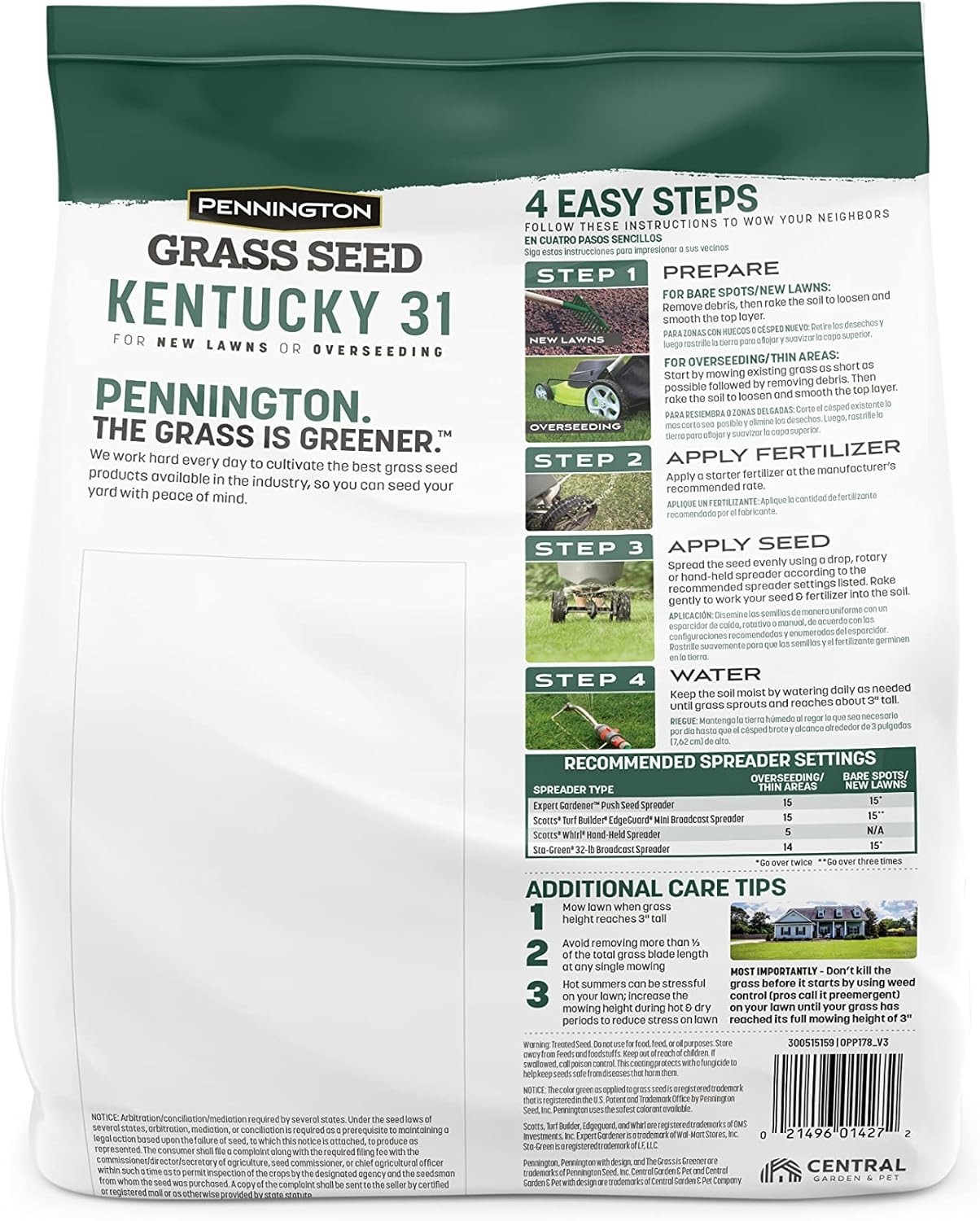 Fast Grow Grass Seed Mix for Sun And Shade Lawn Areas, 3 Pounds