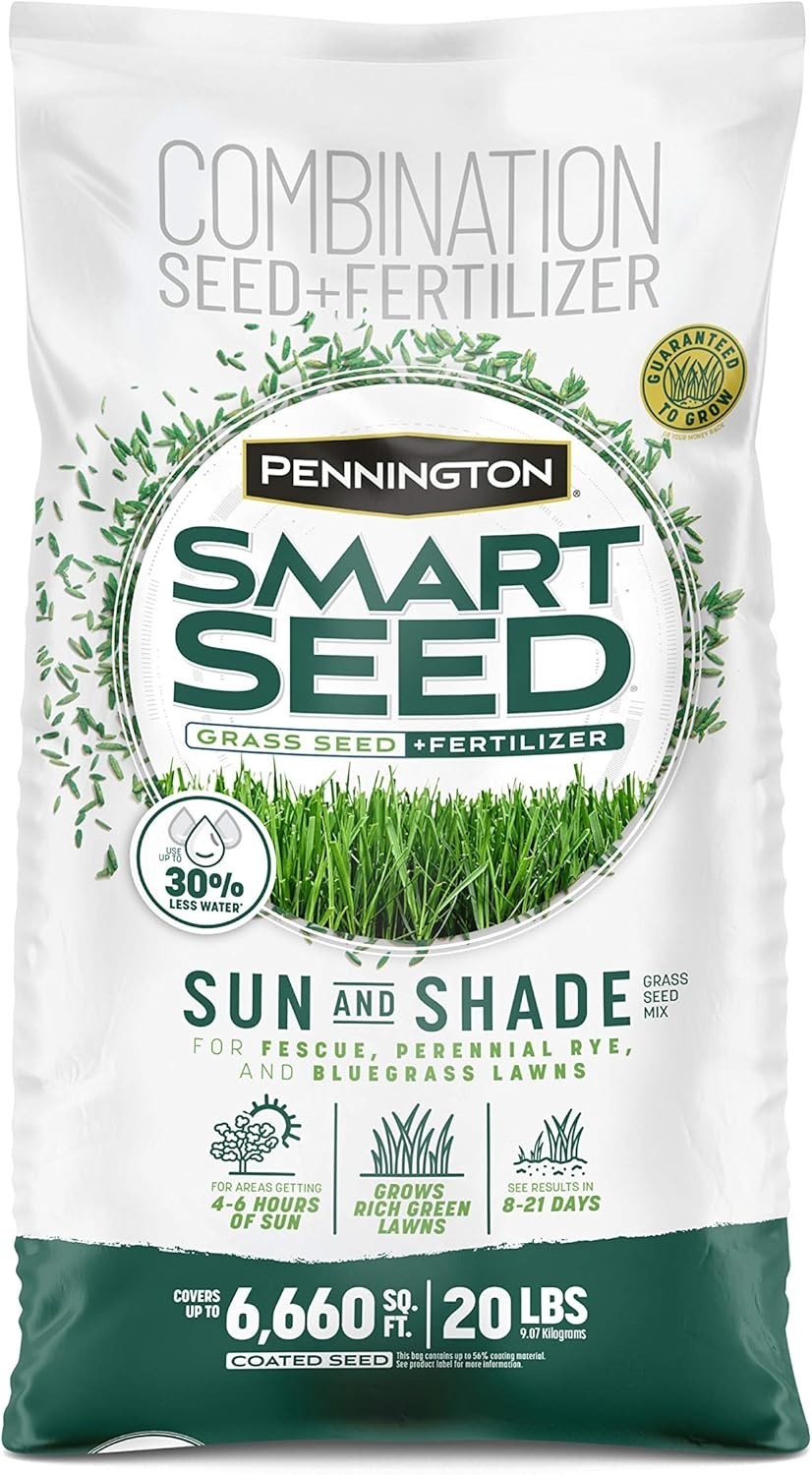 Smart Seed Sun & Shade Grass Mix 20lb, Low Water Use, Disease Resistant
