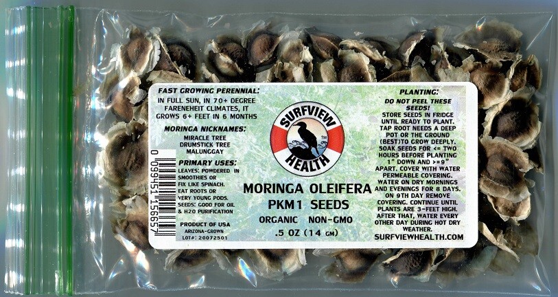 Moringa Oleifera PKM1 Seeds .5oz (14gm) bag – NEW – Arizona August 2023 Harvest