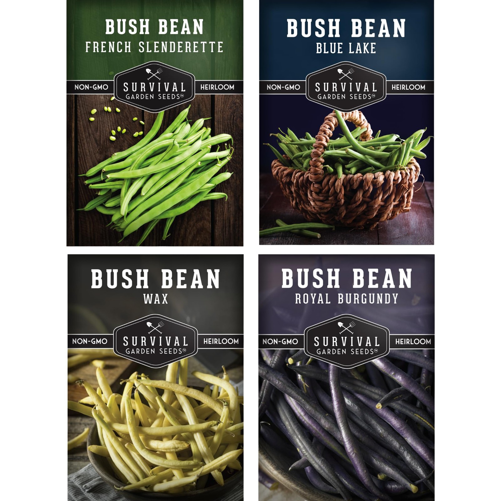 Bush Bean Seeds for Planting – Survival Garden Seeds | 4 Heirloom Snap Bean V…