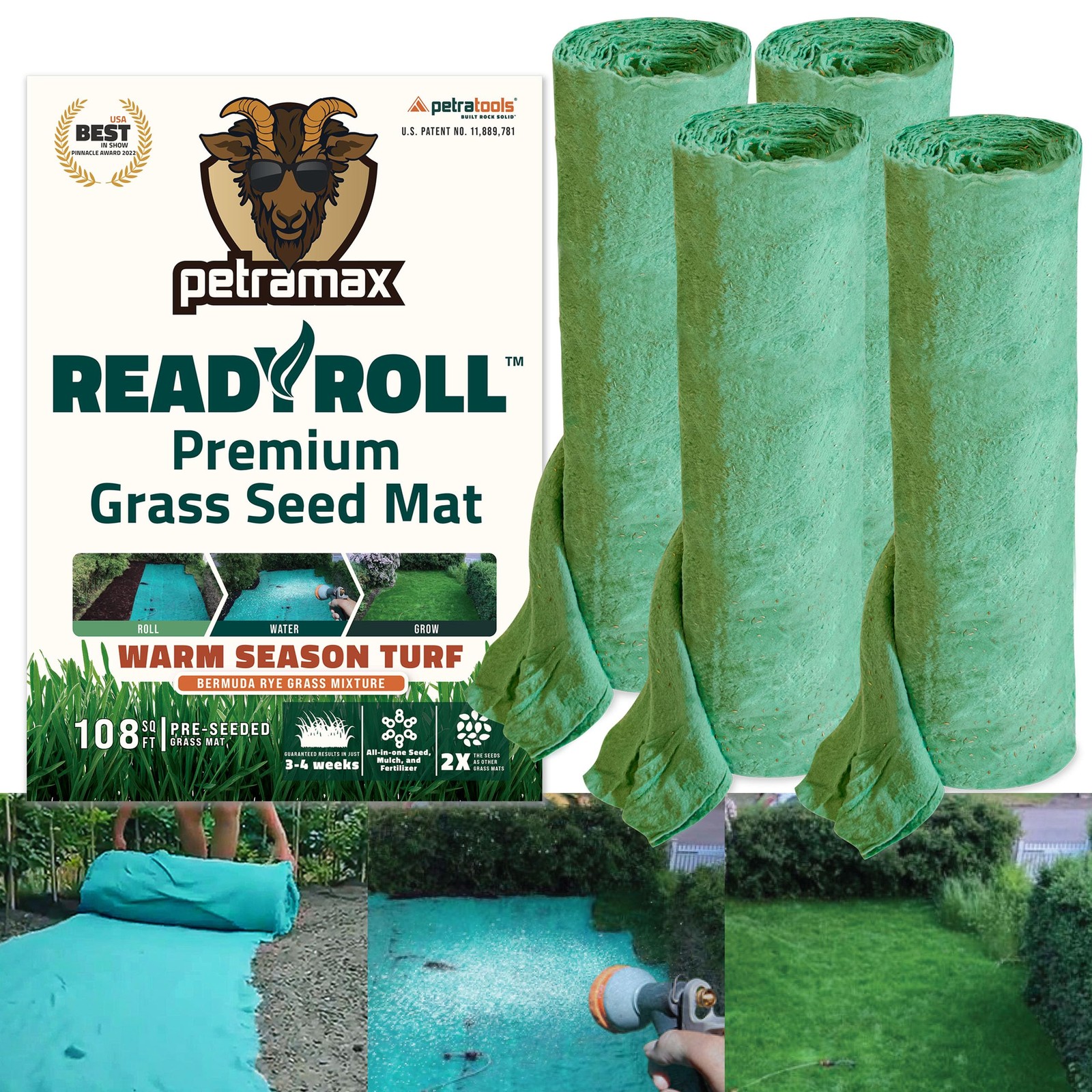 Bermuda Grass Rolls for Southern Lawns – Biodegradable Roll Out Grass Mat – A…