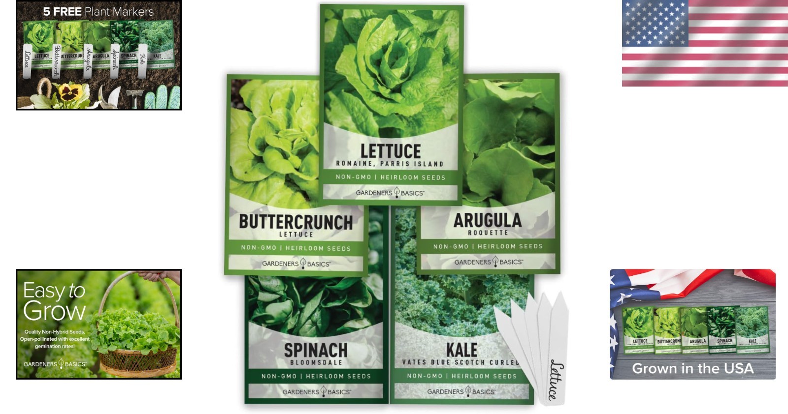 Drought Tolerant Heirloom Vegetable Seed Bundle – 5 Salad Greens Assortment