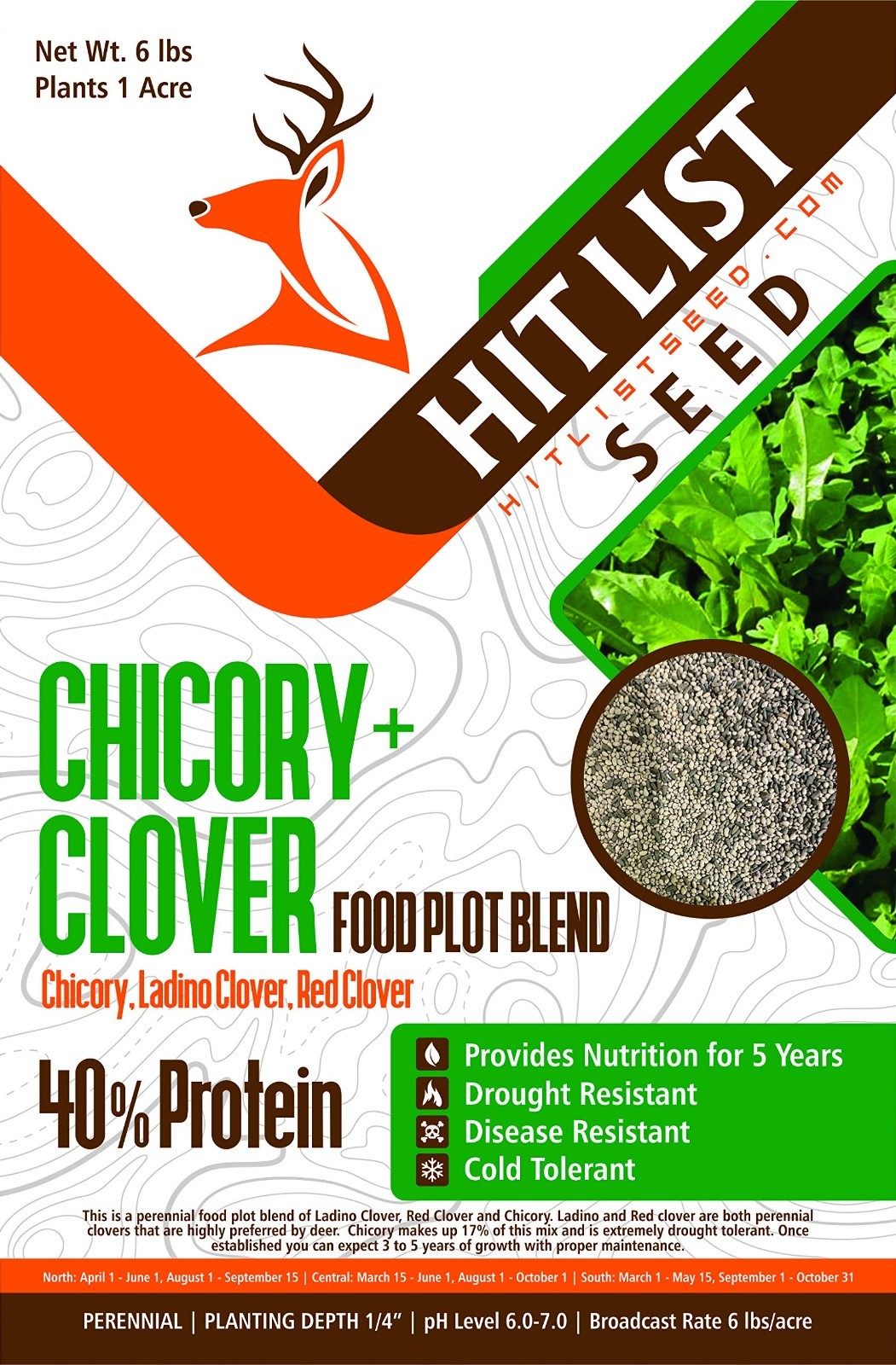 Chicory & Clover Food Plot Seeds for Deer – Perennial Seed Mix for Spring/Fall –