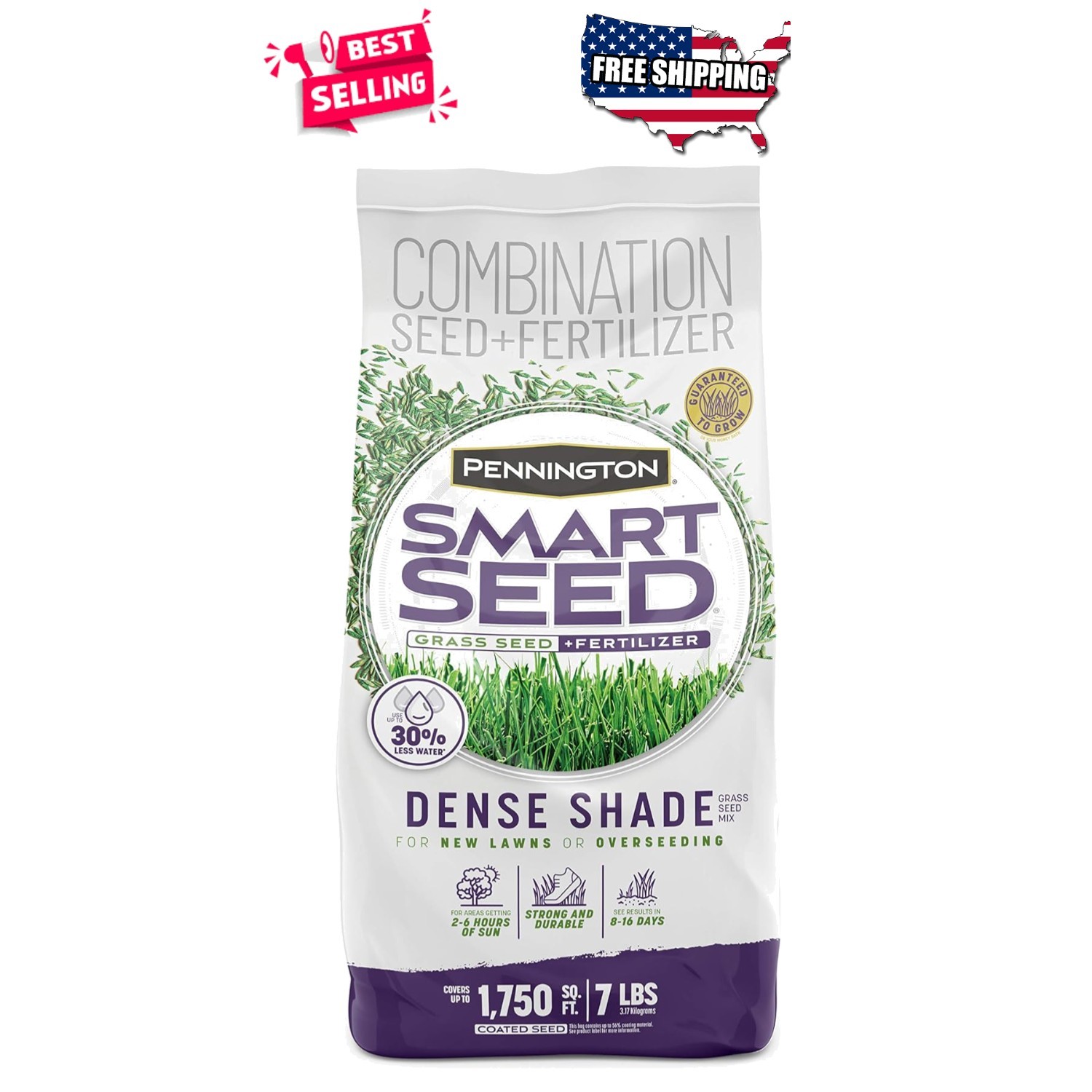 Grass Seed for Shade 7 lb Mix Tall Fine Fescue Low Light Drought Resistant Lawn