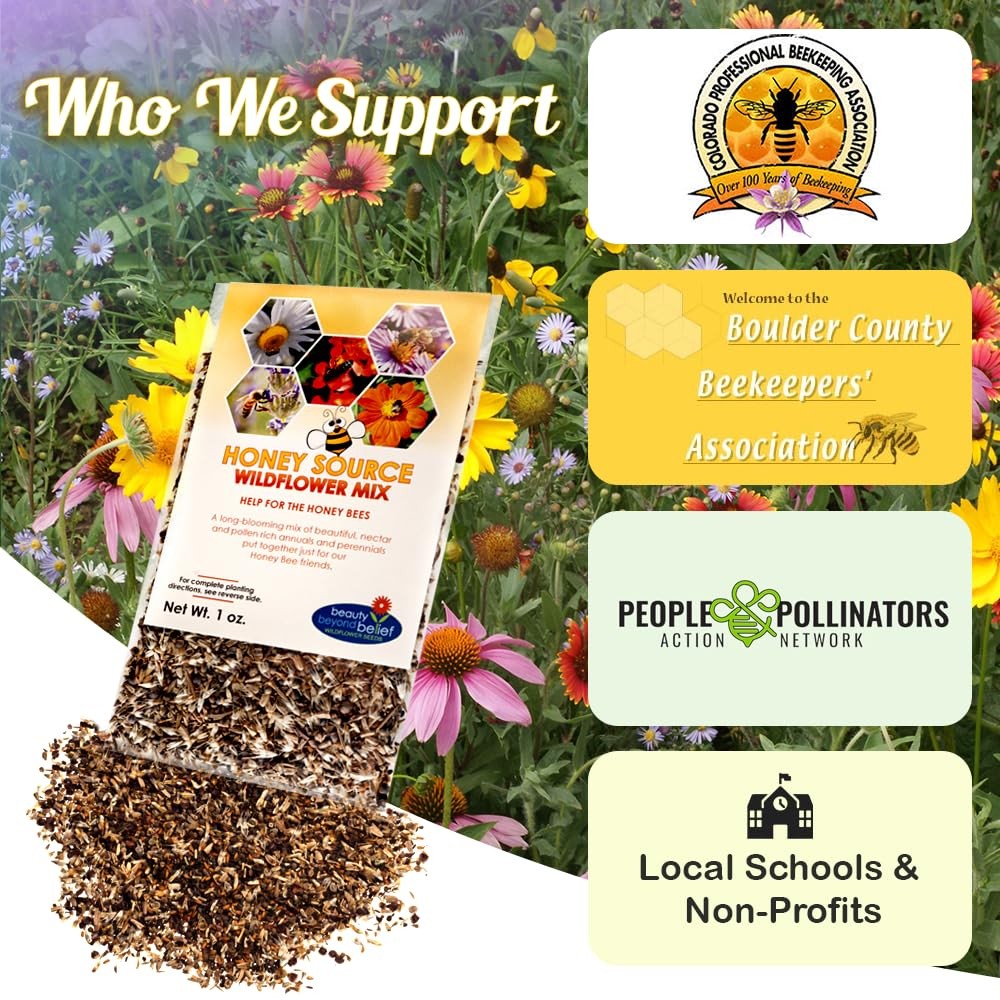 Honey Source Wildflower Seeds Mix for Honey Bees 1oz – Premium Annual and Per…