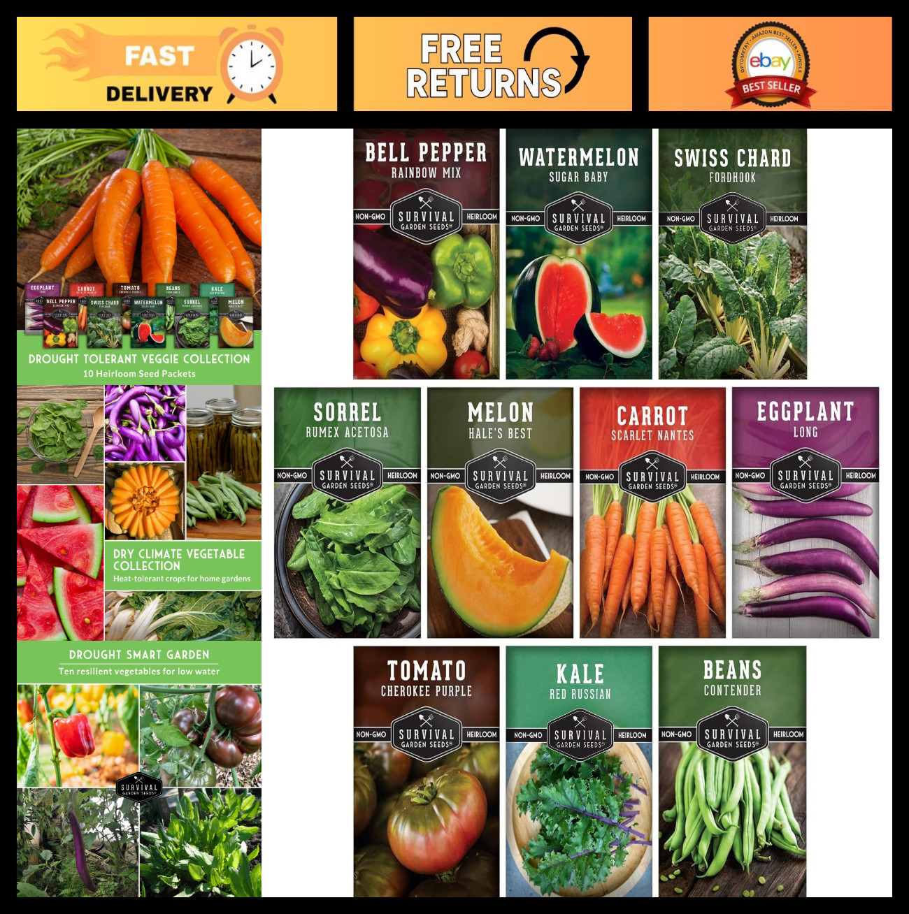 Drought & Heat Tolerant Vegetable Seeds – 10 Heirloom Non-GMO Varieties for Hot