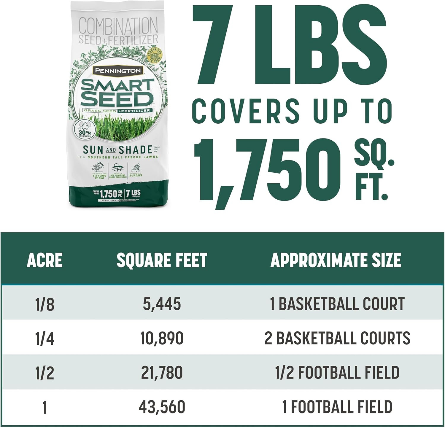 Pennington Smart Seed Sun & Shade Mix South, Tall Fescue Grass Seeds for Lawn, 4