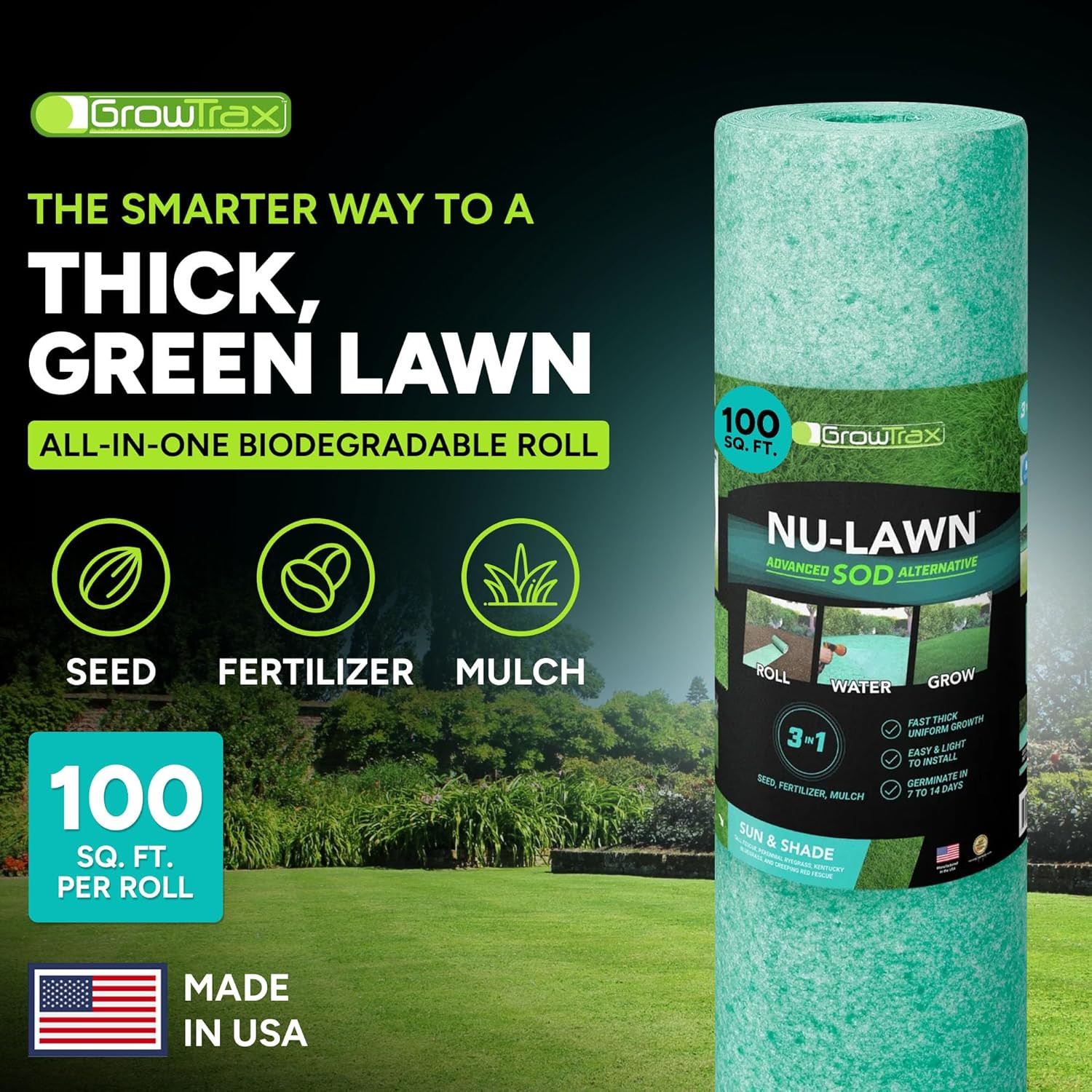 Biodegradable Grass Seed Mat – 100 Sqft Year round Green – Grass Seed and for La