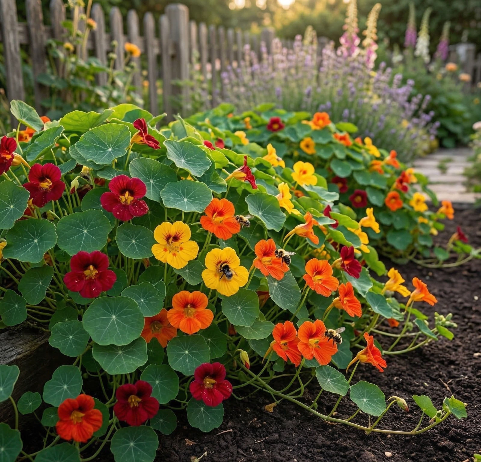 Landscaper’s Pack Nasturtium SINGLE MIX Red+ Climbing Vine Hummingbirds 50 Seeds
