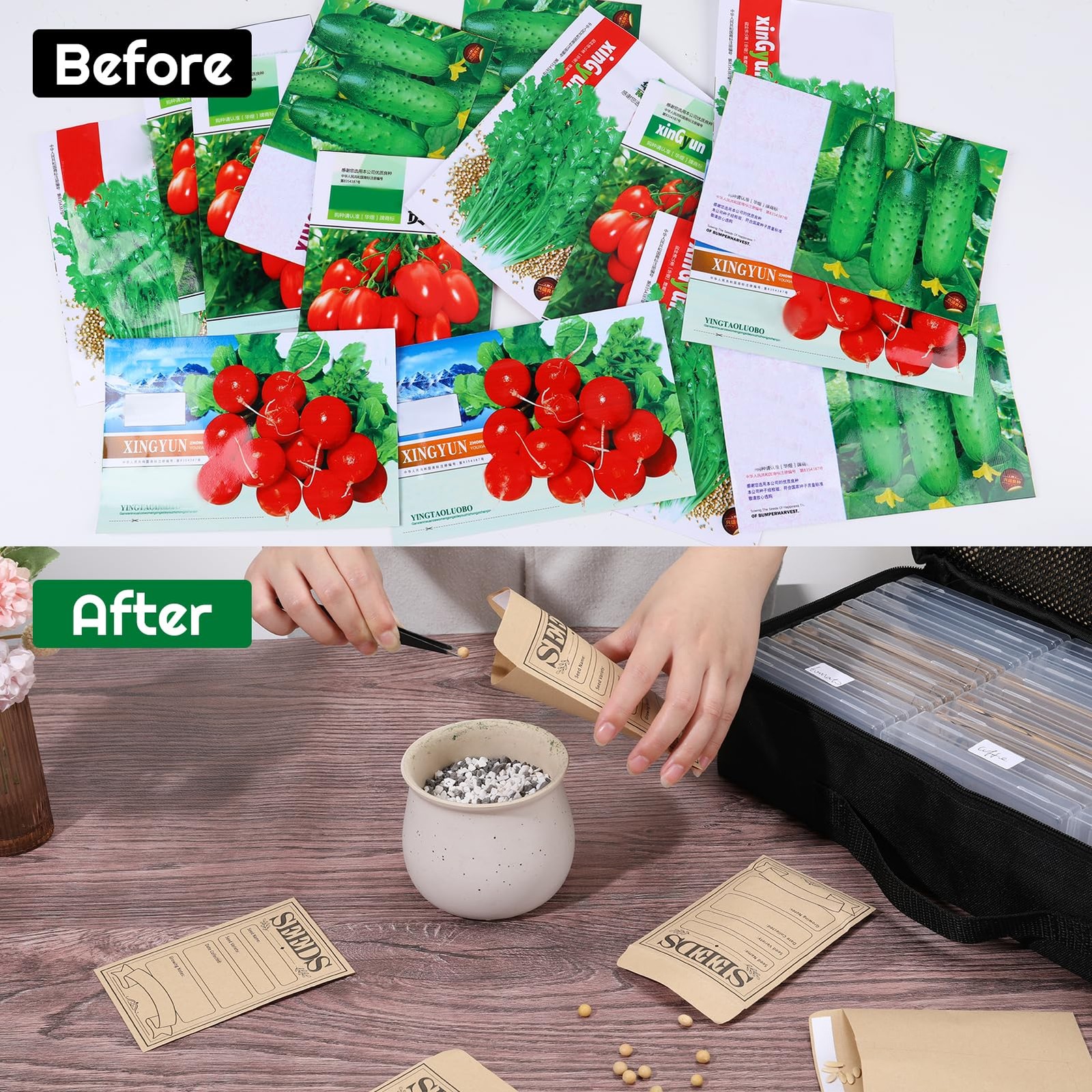 27 Slots Seed Storage Organizer Box, Garden Seed Packet Organize with 90 Pcs …